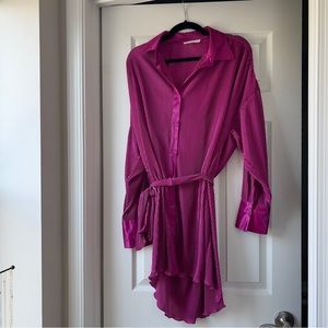 12th Tribe Cara Fuchsia Plisse Mini Dress
